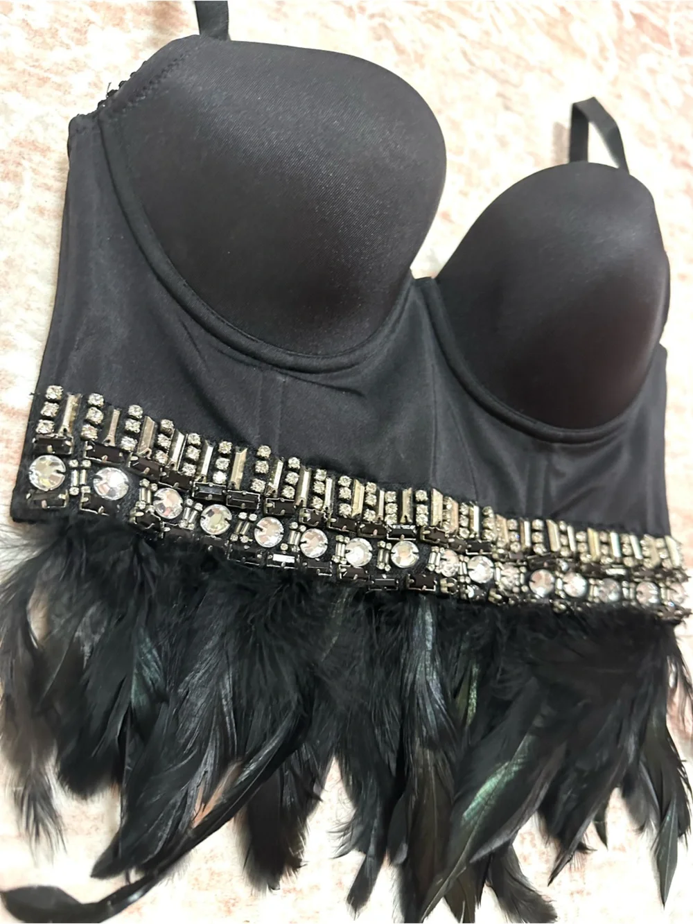 Vintage BEBE ✨Crystal & Feather Corset Top - Picture 2 of 11